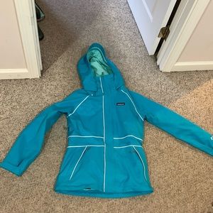 Patagonia turquoise blue H2No hooded winter snow jacket sz XS